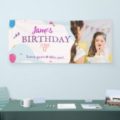 キュートモダンと誕生日パーティー水平バナー 横断幕 (トレードショー)