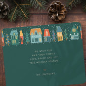 キュートモダンなクリスマス冬の雪の町の風景 シーズンカード