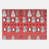 キュートモダンな冬トナカイの熊クリスマスプレゼント ラッピングペーパーシート (正面3)