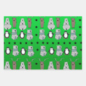 キュートモダンな冬トナカイの熊クリスマスプレゼント ラッピングペーパーシート (正面2)