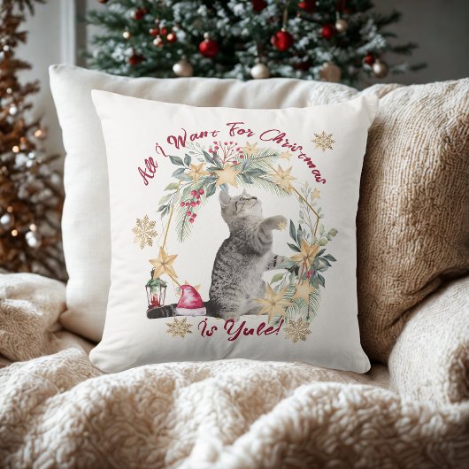 キュートモダンな猫の水彩画のクリスマおもしろいス クッション