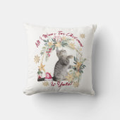 キュートモダンな猫の水彩画のクリスマおもしろいス クッション (正面)