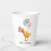 キュートモダンアヒルフローラクラウン1st誕生日 紙コップ (正面)