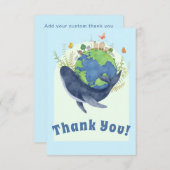 キュートモダンアースデイブルークジラ サンキューカード (正面/裏面)