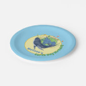 キュートモダンアースデイ誕生日ブルークジラ ペーパープレート (アングル)