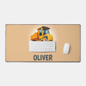 キュートモダンイエロー建築トラック デスクマット (キーボード&マウス)