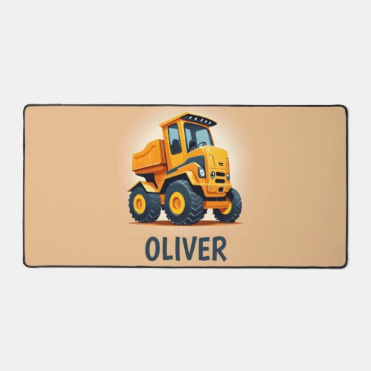 キュートモダンイエロー建築トラック デスクマット (正面)