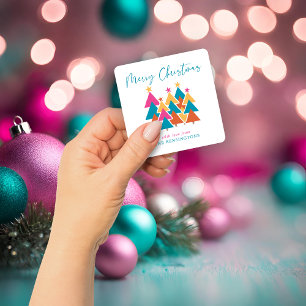キュートモダンカラフルクリスツリータイポグラフィ スクエアシール