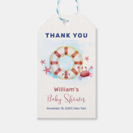 キュートモダンク航海のガニガニ赤ちゃんシャワー ギフトタグ