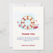 キュートモダンク航海のガニガニ赤ちゃんシャワー サンキューカード (正面)