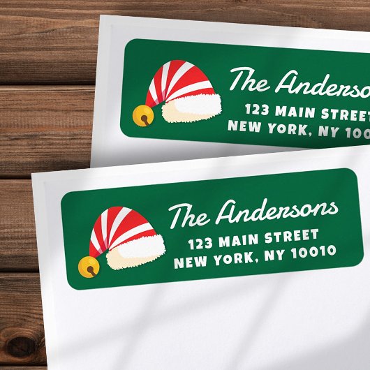 キュートモダンサンタハッツカスタム差出人住所 ラベル