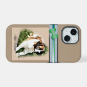 キュートモダンサンベルナルドッグアート iPhone 15ケース (裏面横)
