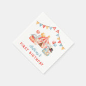 キュートモダンサーカスカーニバルフィエスタファースト誕生日 スタンダードカクテルナプキン (角)