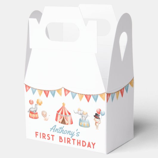 キュートモダンサーカスカーニバルフィエスタファースト誕生日 フェイバーボックス (オープン)