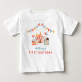キュートモダンサーカスカーニバルフィエスタファースト誕生日 ベビーTシャツ (正面)