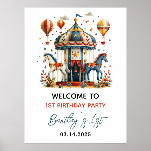 キュートモダンサーカスカーニバルフィエスタファースト誕生日 ポスター (正面)