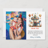 キュートモダンサーカスカーニバルフェスティバル1st誕生日 サンキューカード (正面)