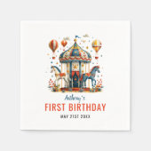 キュートモダンサーカスカーニバルフェスティバル1st誕生日 スタンダードカクテルナプキン (正面)