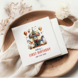 キュートモダンサーカスカーニバルフェスティバル1st誕生日 スタンダードカクテルナプキン