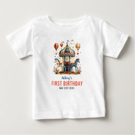 キュートモダンサーカスカーニバルフェスティバル1st誕生日 ベビーTシャツ
