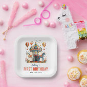 キュートモダンサーカスカーニバルフェスティバル1st誕生日 ペーパープレート (パーティー)