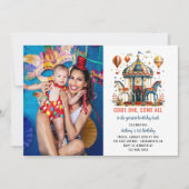 キュートモダンサーカスカーニバルフェスティバル1st誕生日 招待状 (正面)