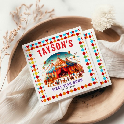 キュートモダンサーカスカーニバル1st誕生日 スタンダードカクテルナプキン