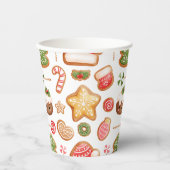 キュートモダンジンジャーブレッドクリスマスベビーシャワー 紙コップ (正面)