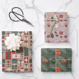 キュートモダンスカンジバブルパターンクリスマス ラッピングペーパーシート