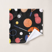 キュートモダンスポーツチャンピオンカスタムキッズブラック バスタオルセット (ウォッシュタオル)