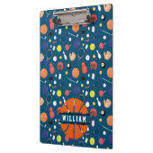 キュートモダンスポーツチャンピオンパーソナライズされたキッズブルー クリップボード (左)