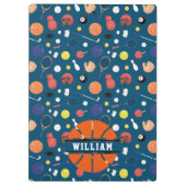 キュートモダンスポーツチャンピオンパーソナライズされたキッズブルー クリップボード (裏面)