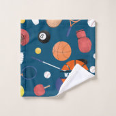 キュートモダンスポーツチャンピオンパーソナライズされたキッズブルー バスタオルセット (ウォッシュタオル)