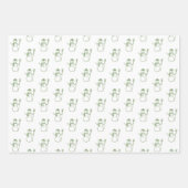 キュートモダンセージグリーン雪だるまクリスマスツリー ラッピングペーパーシート (正面3)