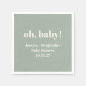 キュートモダンセージ緑ベビーシャワー名前をカスタムする スタンダードカクテルナプキン (正面)