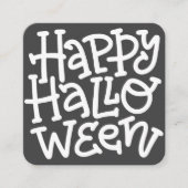 キュートモダンタイポグラフィホワイトスカルハッピーハローウィン エンクロージャーカード (正面)