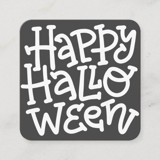 キュートモダンタイポグラフィホワイトスカルハッピーハローウィン エンクロージャーカード (正面)