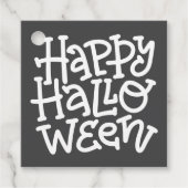 キュートモダンタイポグラフィホワイトスカルハッピーハローウィン フェイバータグ (正面)