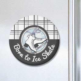 キュートモダンタータンチェックアイススケートで滑る マグネット