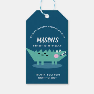 キュートモダンチョンピングアリゲーターサファリ誕生日 ギフトタグ