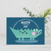 キュートモダンチョンピングアリゲーターサファリ誕生日 招待状 (スタンド正面)