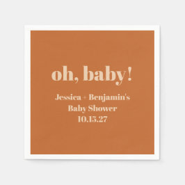 キュートモダンテラコッタベビーシャワー名前をカスタムする スタンダードカクテルナプキン