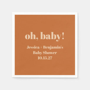 キュートモダンテラコッタベビーシャワー名前をカスタムする スタンダードカクテルナプキン