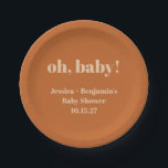 キュートモダンテラコッタベビーシャワー名前をカスタムする ペーパープレート<br><div class="desc">可愛モダンいテラコッタベビーシャワー名前をカスタムする紙プレート</div>