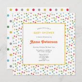 キュートモダンドカラフルット男女兼用スクエア 招待状 (正面/裏面)