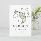 キュートモダンドードルユニコーンスターズ誕生日 招待状 (スタンド正面)