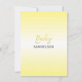 キュートモダンニュートラル黄色い象の赤ちゃんシャワー 招待状 (裏面)