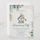 キュートモダンニューホーム引っ越し祝いパーティーパーティー 招待状 (正面)