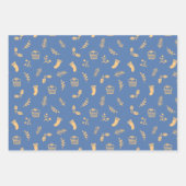 キュートモダンネイビーブルー金ゴールドクリスマスホリデー ラッピングペーパーシート (正面2)