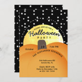 キュートモダンハローウィンパーティビッグオレンジカボチャ 招待状 (正面/裏面)